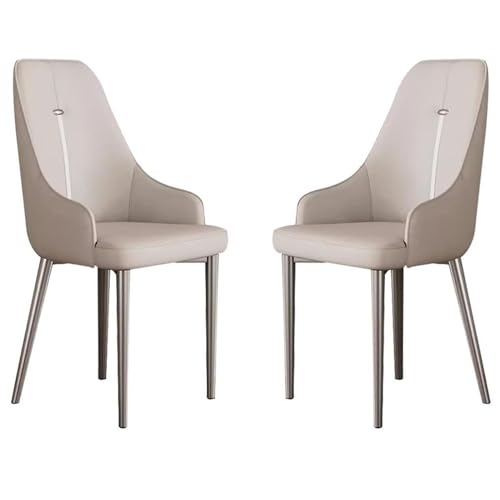 HBSSP Küchen Esszimmerstühle 2er-Set Beistellstühle Wohnzimmer Moderner Gepolsterter Weicher Sitz PU-Leder Mit Hoher Rückenlehne,Schreibtischstuhl Haushalt for Büro Esszimmer Küche(Apricot) von HBSSP