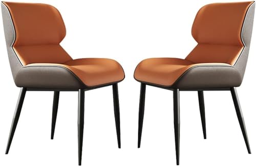 HBSSP Küchen Esszimmerstühle 2er-Set Bürostuhl Mikrofaser-Leder mit Stuhlbeinen Kohlenstoffstahl Und Metall for Lounge Esszimmer Schlafzimmer(Orange) von HBSSP