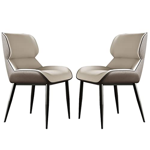 HBSSP Küchen Esszimmerstühle 2er Set Mikrofaser Leder Bürostuhl mit Kohlenstoffstahl Metall Stuhlbeinen Für Lounge Esszimmer Schlafzimmer(Light Gray) von HBSSP