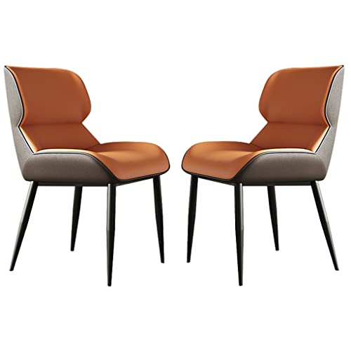 HBSSP Küchen Esszimmerstühle 2er Set Mikrofaser Leder Bürostuhl mit Kohlenstoffstahl Metall Stuhlbeinen Für Lounge Esszimmer Schlafzimmer(Orange) von HBSSP