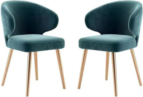 HBSSP Küchen-Esszimmerstühle 2er-Set Moderner Wohnzimmersessel mit Metallbeinen, Sitzfläche Und Rückenlehne Samt for Büro, Lounge Esszimmer, Küche, Schlafzimmer(Green) von HBSSP