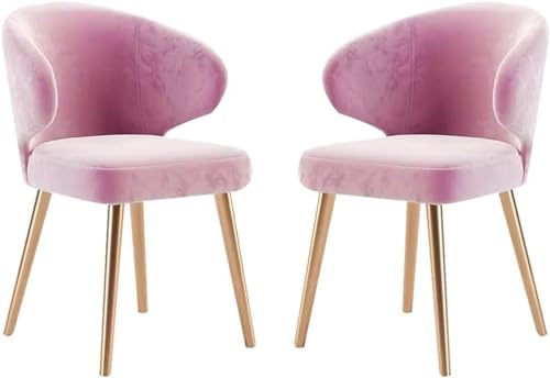 HBSSP Küchen-Esszimmerstühle 2er-Set Moderner Wohnzimmersessel mit Metallbeinen, Sitzfläche Und Rückenlehne Samt for Büro, Lounge Esszimmer, Küche, Schlafzimmer(Pink) von HBSSP