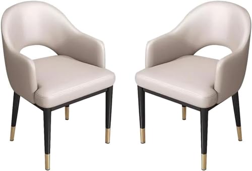 HBSSP Küchen-Esszimmerstühle 2er-Set Schreibtischstuhl Kunstleder Haushalt, Moderne Akzent-Sessel for Wohn- Und Esszimmer, Stabile Metallbeine(Beige White) von HBSSP