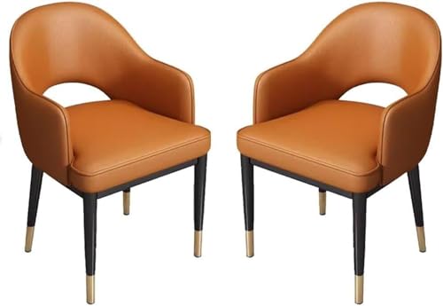 HBSSP Küchen-Esszimmerstühle 2er-Set Schreibtischstuhl Kunstleder Haushalt, Moderne Akzent-Sessel for Wohn- Und Esszimmer, Stabile Metallbeine(Light Brown) von HBSSP