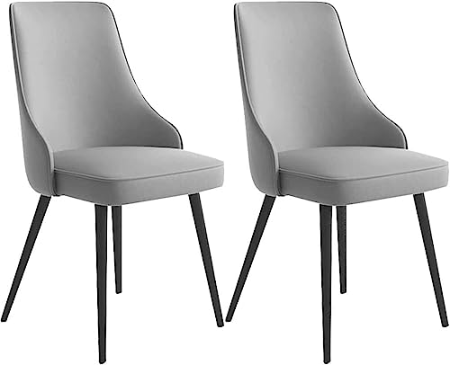 HBSSP Küchen Esszimmerstühle 2er-Set Wasserdichter Beistellstuhl PU-Leder mit Metallbeinen Esszimmerstühle for Küche Wohnzimmer Lounge Theke(Grey,Black Gold feet) von HBSSP