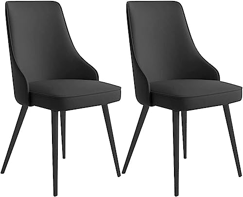HBSSP Küchen Esszimmerstühle 2er-Set Wasserdichter Beistellstuhl PU-Leder mit Metallbeinen Esszimmerstühle for Küche Wohnzimmer Lounge Theke(Negro,Black Gold feet) von HBSSP
