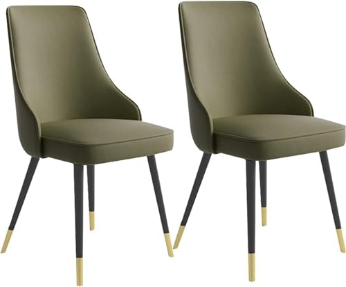 HBSSP Küchen Esszimmerstühle 2er-Set Wasserdichter Beistellstuhl PU-Leder mit Metallbeinen Küchen- Und Wohnzimmer-Lounge-Thekenstühle(Dark Green,Black Gold feet) von HBSSP