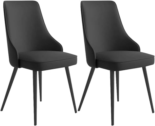 HBSSP Küchen Esszimmerstühle 2er-Set Wasserdichter Beistellstuhl PU-Leder mit Metallbeinen Küchen- Und Wohnzimmer-Lounge-Thekenstühle(Yellow,Black feet) von HBSSP