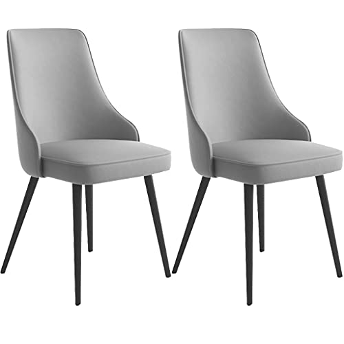 HBSSP Küchen-Esszimmerstühle 2er-Set Wasserdichter PU-Leder-Beistellstuhl Mit Metallbeinen，Küche-Wohnzimmer-Lounge-Thekenstühle(Grey,Black feet) von HBSSP