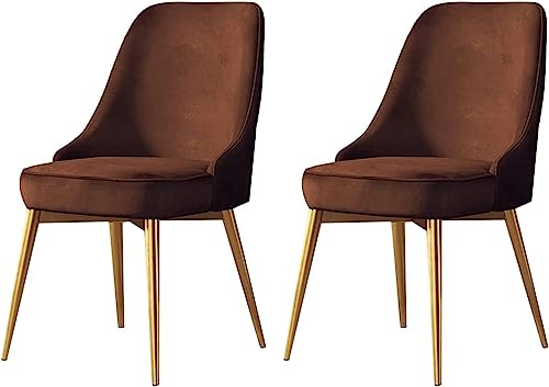 HBSSP Küchen Esszimmerstühle 2er-Set Wohnzimmerstuhl mit Goldenen Beinen Aus Samt for Apartment Balkon Schlafzimmer Wohnzimmer(Brown) von HBSSP
