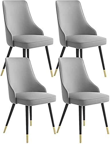 HBSSP Küchen-Esszimmerstühle 4er-Set, Wohnzimmer-Beistellstühle Wasserdichter Küchenstuhl Aus PU-Leder Mit Metallbeinen(Gray,Black Gold feet) von HBSSP