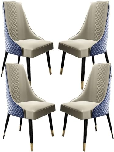 HBSSP Küchen Esszimmerstühle 4er-Set Lounge-Sessel Aus Hochwertigem Kunstleder Wohnzimmerstühle Mit Massivholzbeinen, Moderner, Schlichter Balkon-Sofastuhl(Blue+beige) von HBSSP