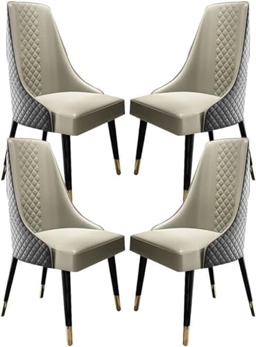 HBSSP Küchen Esszimmerstühle 4er-Set Lounge-Sessel Aus Hochwertigem Kunstleder Wohnzimmerstühle Mit Massivholzbeinen, Moderner, Schlichter Balkon-Sofastuhl(Gray+beige) von HBSSP