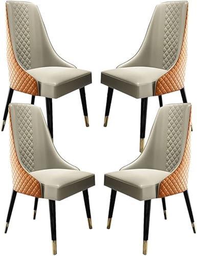 HBSSP Küchen Esszimmerstühle 4er-Set Lounge-Sessel Aus Hochwertigem Kunstleder Wohnzimmerstühle Mit Massivholzbeinen, Moderner, Schlichter Balkon-Sofastuhl(Orange+beige) von HBSSP