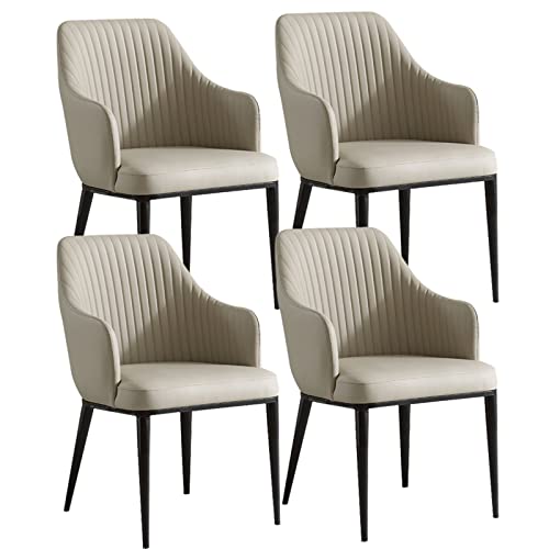 HBSSP Küchen-Esszimmerstühle 4er-Set Moderne Mikrofaser-Leder-Wohnzimmer-Armlehnenstühle mit Hoher Rückenlehne mit Gepolstertem Weichem Sitz Und Beinen Kohlenstoffstahl(Beige Grey) von HBSSP