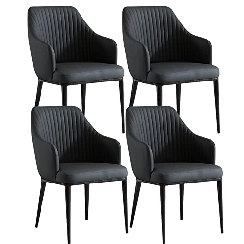 HBSSP Küchen-Esszimmerstühle 4er-Set Moderne Mikrofaser-Leder-Wohnzimmer-Armlehnenstühle mit Hoher Rückenlehne mit Gepolstertem Weichem Sitz Und Beinen Kohlenstoffstahl(Dark Grey) von HBSSP