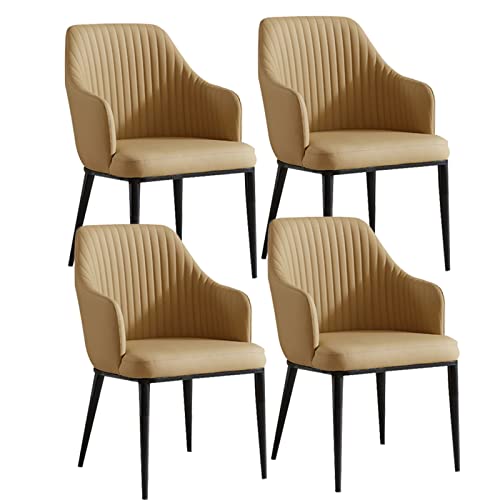 HBSSP Küchen-Esszimmerstühle 4er-Set Moderne Mikrofaser-Leder-Wohnzimmer-Armlehnenstühle mit Hoher Rückenlehne mit Gepolstertem Weichem Sitz Und Beinen Kohlenstoffstahl(Light Yellow) von HBSSP