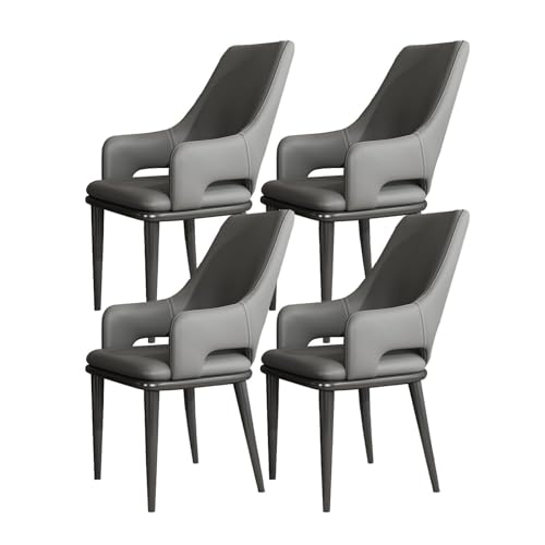 HBSSP Küchen Esszimmerstühle 4er-Set Moderner Stuhl PU-Leder Mit Hoher Rückenlehne Gepolstert Weicher Sitz Und Armlehnen mit Metallbeinen for Büro Lounge Esszimmer Küche Wohnzimmer(Dark Gray) von HBSSP