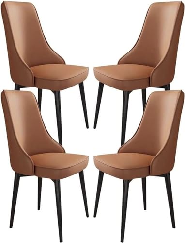 HBSSP Küchen Esszimmerstühle 4er-Set Wohnzimmerstühle Beistellstuhl Wasserdichtem Kunstleder Mit Metallbeinen for Büro Lounge Esszimmer Küche Schlafzimmer(Coffee,Black Feet) von HBSSP