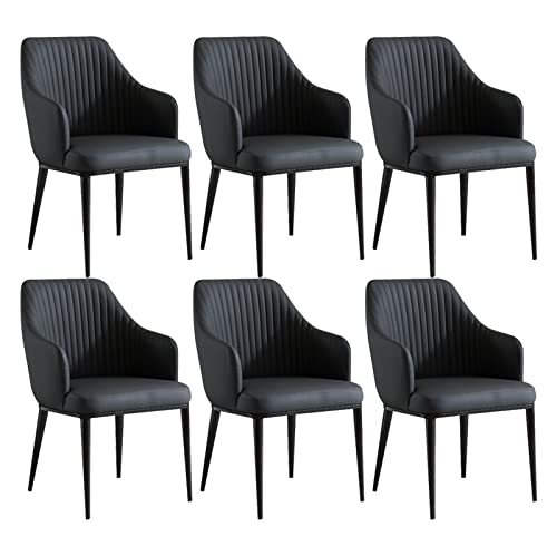HBSSP Küchen-Esszimmerstühle 6er-Set Moderne Mikrofaser-Leder-Wohnzimmer-Armlehnenstühle mit Hoher Rückenlehne mit Gepolstertem Weichem Sitz Und Beinen Kohlenstoffstahl(Dark Grey) von HBSSP