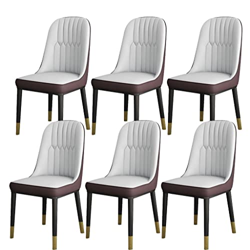 HBSSP Küchen-Esszimmerstühle 6er-Set Moderne PU-Leder-Wohnzimmerstühle Mit Hoher Rückenlehne Und Weichem Sitz, Wasserdichter Leder-Beistellstuhl Mit Metallbeinen(H) von HBSSP