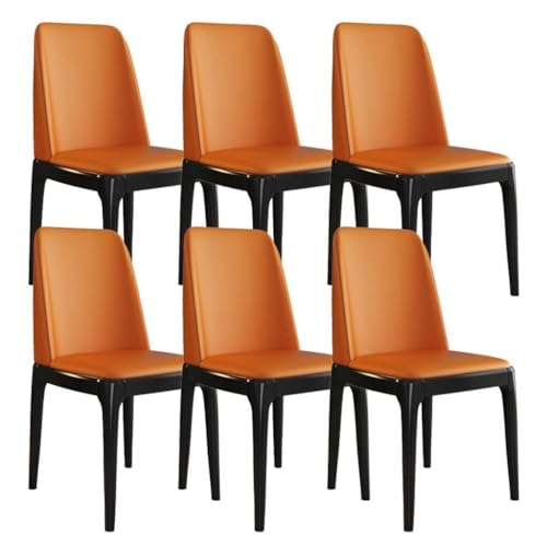 HBSSP Küchen-Esszimmerstühle 6er-Set Moderne Wohnzimmer-Esszimmer-Akzentstühle mit Beinen Aus Buchenholz Und Künstlichem Mikrofaserleder for Gewerbliche Restaurants Zu Hause(Orange,Black Leg) von HBSSP