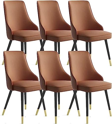HBSSP Küchen Esszimmerstühle 6er-Set Wasserdichter Beistellstuhl Aus PU-Leder mit Metallbeinen Aus Karbonstahl for Büro Lounge Esszimmer Schlafzimmer(Dark Coffee) von HBSSP