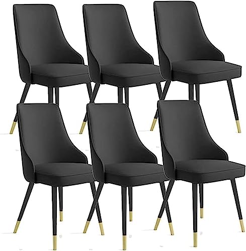 HBSSP Küchen Esszimmerstühle 6er-Set Wasserdichter Beistellstuhl Aus PU-Leder mit Metallbeinen Aus Karbonstahl for Büro Lounge Esszimmer Schlafzimmer(Negro) von HBSSP