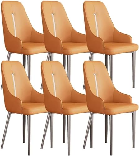 HBSSP Küchen Esszimmerstühle 6er-Set Wohnzimmer-Seitenstühle Schreibtischstuhl Haushalt Moderner Gepolsterter Weicher Sitz mit Hoher Rückenlehne PU-Leder for Büro, Lounge, Esszimmer,Küche(Orange) HBSSP Küchen Esszimmerstühle 6er-Set Wohnzimmer-Seitenstühle Schreibtischstuhl Haushalt Moderner Gepolsterter Weicher Sitz mit Hoher Rückenlehne PU-Leder for Büro, Lounge, Esszimmer,Küche(Orange) von HBSSP