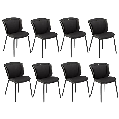 HBSSP Küchen-Esszimmerstühle 8er-Set Kunstleder-Akzentstühle Wasserfester Leder-Beistellstuhl Mit Karbonstahlbein for Büro Lounge Esszimmer Küche Schlafzimmer(Negro) von HBSSP