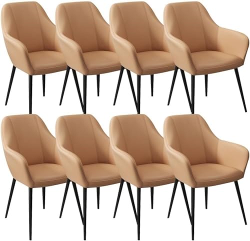 HBSSP Küchen Esszimmerstühle 8er-Set Wohnzimmersessel Mikrofaserleder Ergonomischer Sitz, Stabile Metallbeine Aus Karbonstahl(Coffee) von HBSSP