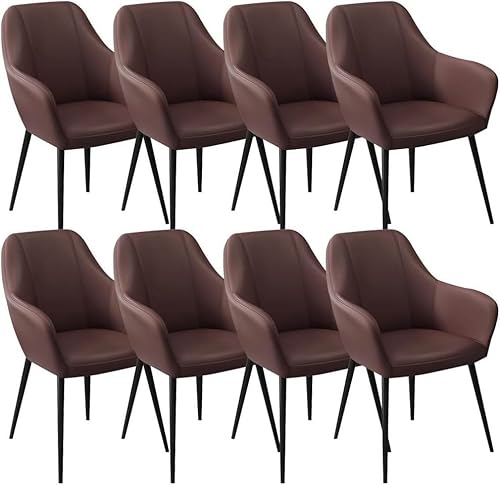 HBSSP Küchen Esszimmerstühle 8er-Set Wohnzimmersessel Mikrofaserleder Ergonomischer Sitz, Stabile Metallbeine Aus Karbonstahl(Deep Coffee) von HBSSP