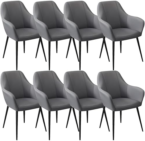 HBSSP Küchen Esszimmerstühle 8er-Set Wohnzimmersessel Mikrofaserleder Ergonomischer Sitz, Stabile Metallbeine Aus Karbonstahl(Deep Grey) von HBSSP