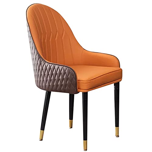 HBSSP Küchen-Esszimmerstühle Super-Faser-Leder-Wohnzimmerstühle Rückenlehnenstuhl Mit Holzbeinen for Küche-Esszimmer-Schlafzimmer(Coffee+orange) von HBSSP