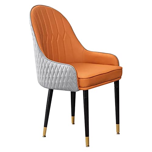 HBSSP Küchen-Esszimmerstühle Super-Faser-Leder-Wohnzimmerstühle Rückenlehnenstuhl Mit Holzbeinen for Küche-Esszimmer-Schlafzimmer(Light Grey+orange) von HBSSP