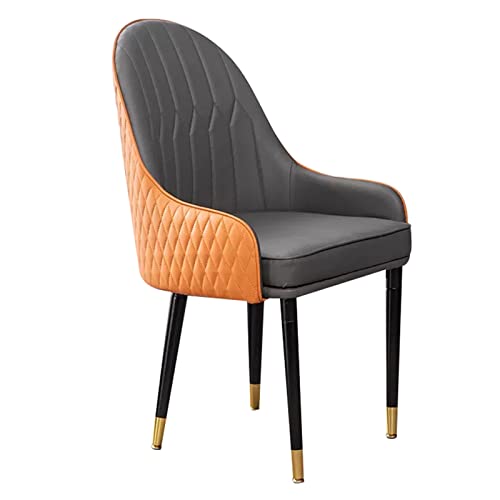 HBSSP Küchen-Esszimmerstühle Super-Faser-Leder-Wohnzimmerstühle Rückenlehnenstuhl Mit Holzbeinen for Küche-Esszimmer-Schlafzimmer(Orange+Dark Grey) von HBSSP