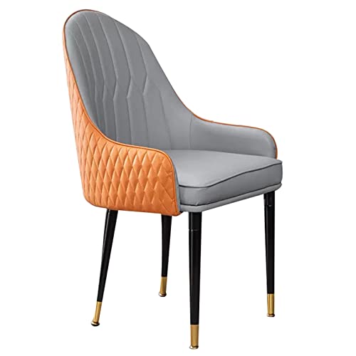 HBSSP Küchen-Esszimmerstühle Super-Faser-Leder-Wohnzimmerstühle Rückenlehnenstuhl Mit Holzbeinen for Küche-Esszimmer-Schlafzimmer(Orange+Light Grey) von HBSSP