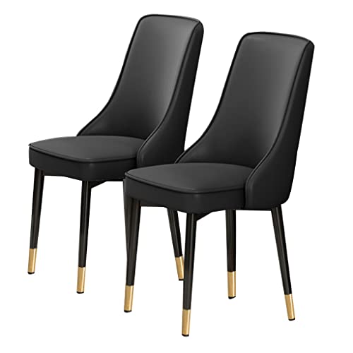 HBSSP Küchen-Esszimmerstühle Wasserdichter PU-Leder-Beistellstuhl Mit Metallbeinen Küche-Wohnzimmer-Lounge-Thekenstühle(Negro) von HBSSP