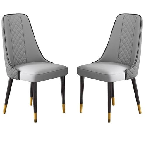 HBSSP Küchen Esszimmerstuhl 2er-Set Wohnzimmer-Beistellstühle Modernes Kunstleder Hohe Rückenlehne, Gepolsterter Weicher Sitz, Stabile Metallbeine(Deep Gray+Light Gray) von HBSSP