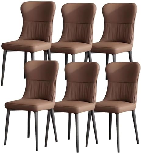 HBSSP Küchen Esszimmerstuhl-Set mit 6 Stück Lounge-Thekenstühle Mikrofaserleder Schreibtischstuhl Haushalt Beistellstuhl Wohnzimmer(Brown) von HBSSP