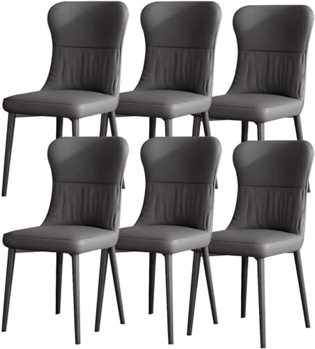HBSSP Küchen Esszimmerstuhl-Set mit 6 Stück Lounge-Thekenstühle Mikrofaserleder Schreibtischstuhl Haushalt Beistellstuhl Wohnzimmer(Dark Grey) von HBSSP