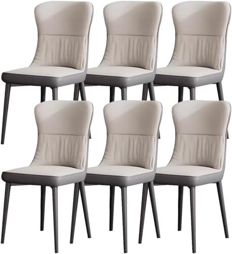 HBSSP Küchen Esszimmerstuhl-Set mit 6 Stück Lounge-Thekenstühle Mikrofaserleder Schreibtischstuhl Haushalt Beistellstuhl Wohnzimmer(Light Grey) von HBSSP