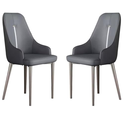 HBSSP Küchen Und Esszimmerstühle 2er-Set Modernes PU-Leder,Gepolsterter Weicher Sitz Mit Hoher Rückenlehne,Haushalts-Schreibtischstuhl, Beistellstühle for Das Wohnzimmer(Dark Gray) von HBSSP