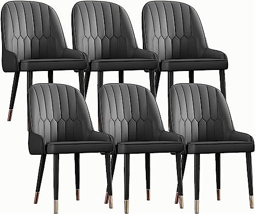 HBSSP Küchen Und Esszimmerstühle 6er-Set Moderne Wohnzimmer-Esszimmerstühle Aus Kunstleder mit Bequemem Gepolstertem Sitz Und Metallbeinen Heimrestaurantstühle(Negro) von HBSSP