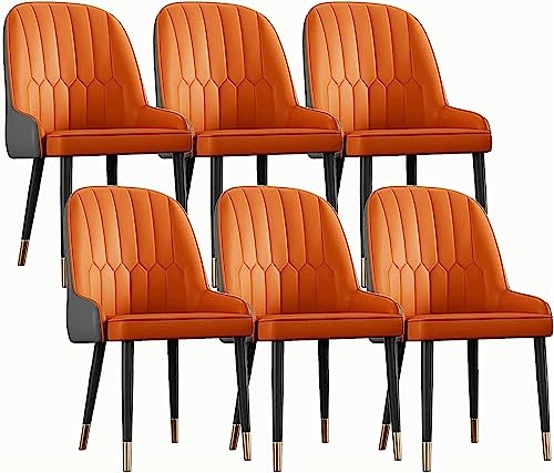 HBSSP Küchen Und Esszimmerstühle 6er-Set Moderne Wohnzimmer-Esszimmerstühle Aus Kunstleder mit Bequemem Gepolstertem Sitz Und Metallbeinen Heimrestaurantstühle(Orange+Gray) von HBSSP