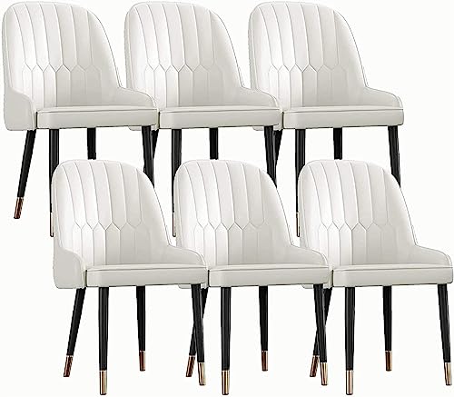 HBSSP Küchen Und Esszimmerstühle 6er-Set Moderne Wohnzimmer-Esszimmerstühle Aus Kunstleder mit Bequemem Gepolstertem Sitz Und Metallbeinen Heimrestaurantstühle(White) von HBSSP