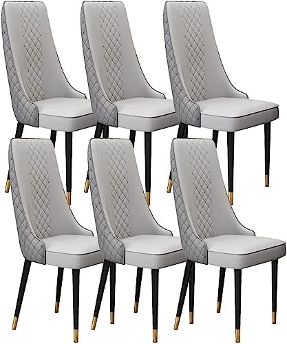 HBSSP Küchen Und Esszimmerstühle 6er-Set Wohnzimmer Lounge Thekenstühle Aus Mikrofaserleder Stabile Metallbeine Aus Karbonstahl(Light Grey+Dark Grey,Golden Feet) von HBSSP