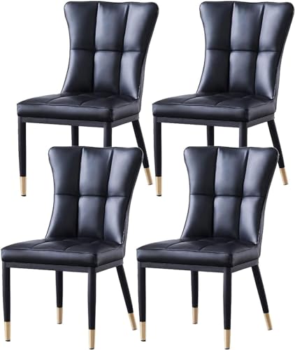HBSSP Küchenmöbel Esszimmerstühle 4er-Set Gepolsterte Beistellstühle Mattem PU-Leder Moderne Wohnzimmerstühle mit Metallbeinen Mitte Des Jahrhunderts for Küche Esszimmer Schlafzimmer Wohnzimmer(Negro) von HBSSP