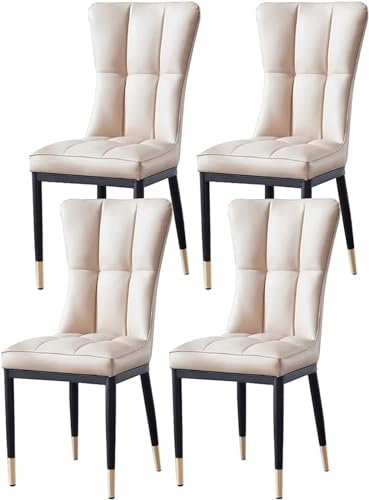 HBSSP Küchenmöbel Esszimmerstühle 4er-Set Gepolsterte Beistellstühle Mattem PU-Leder Moderne Wohnzimmerstühle mit Metallbeinen Mitte Des Jahrhunderts for Küche Esszimmer Schlafzimmer Wohnzimmer(Beige) von HBSSP