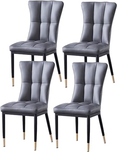 HBSSP Küchenmöbel Esszimmerstühle 4er-Set Gepolsterte Beistellstühle Mattem PU-Leder Moderne Wohnzimmerstühle mit Metallbeinen Mitte des Jahrhunderts for Küche Esszimmer Schlafzimmer Wohnzimmer(Gray) von HBSSP